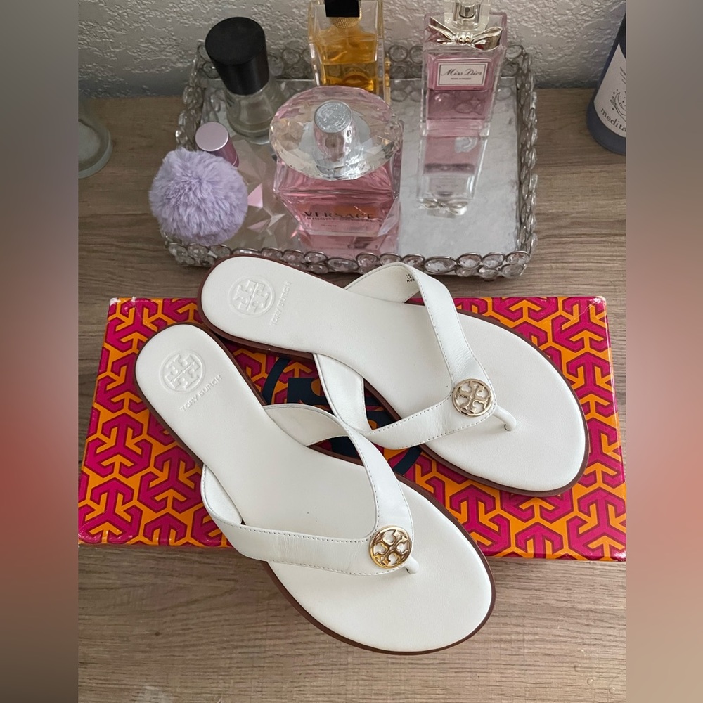 Tory Burch Benton white thong sandals